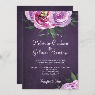 Lila Pflaumenbaumvögel rustikale Hochzeit im Herbs Einladung