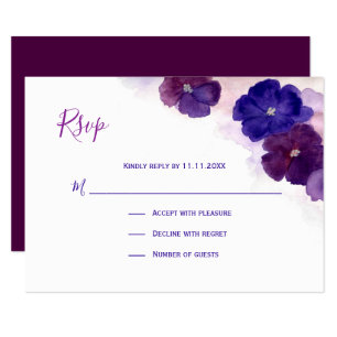 Lila Pflaumenbläserne UAWG Wedding RSVP Karte