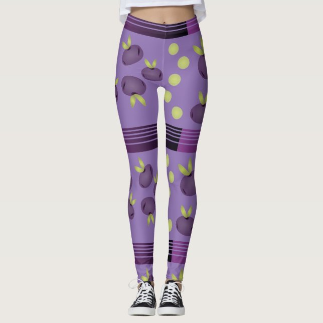 Lila Pflaumenpflanze Leggings (Vorderseite)