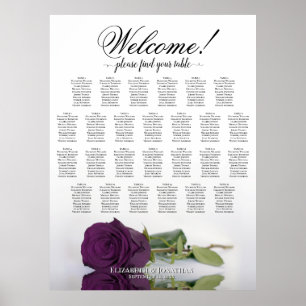 Lila Pflaumenrose 26 Tisch Hochzeit Sitzordnung Poster