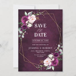 Lila Pflaumenrot Rose Boho Geometric Wedding Save The Date