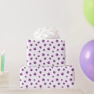 Lila Pfotenabdruck-Muster Geschenkpapier