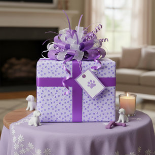 Lila Pfotenabdrücke Geschenkpapier