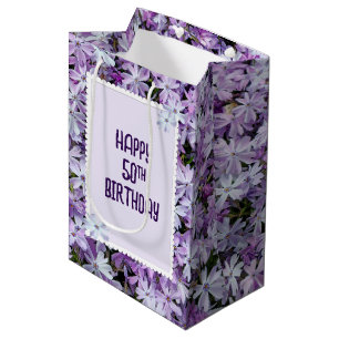Lila Phlox zum 50. Geburtstag Mittlere Geschenktüte