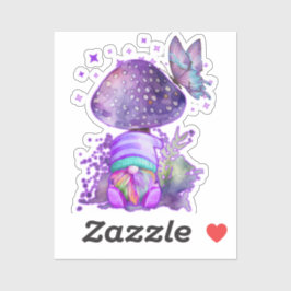 lila Pilz mit Gnome Aufkleber