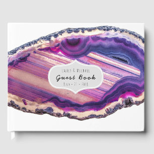 Lila Pink Agate Geode Wedding Gästebuch