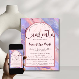 Lila Pink Agate Spanisch 40. Geburtstag für sie Einladung