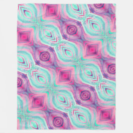 Lila Pink Aqua Pattern Boho Fleecedecke