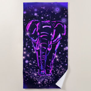 Lila Pink Beach Handtuch Elefant in Starry Night