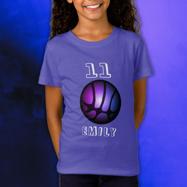 Lila Pink Black Metallic Basketball Ball T-Shir T-Shirt (Von Creator hochgeladen)