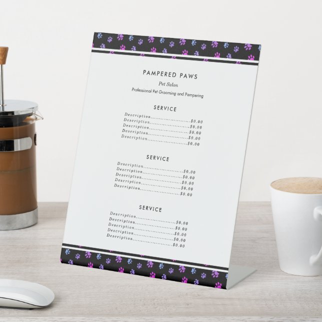 Lila Pink Blue Beruflich Pet Salon Service Sockelschild (In SItu)