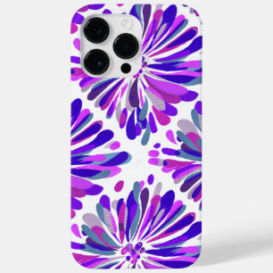 Lila Pink Blue Chrysanthemum Blumenmuster Case-Mate iPhone 14 Pro Max Hülle