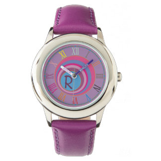 Lila Pink Blue Clock Art Girly Armbanduhr