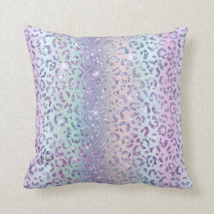 Lila Pink Blue Leopard Ombre Sparkle   Kissen
