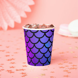 Lila Pink Blue Mermaid Scales Geburtstagspartei Pappbecher