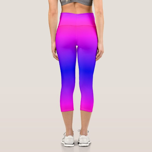 Lila Pink Blue Neon Gradient Ombre Leggings (Rückseite)