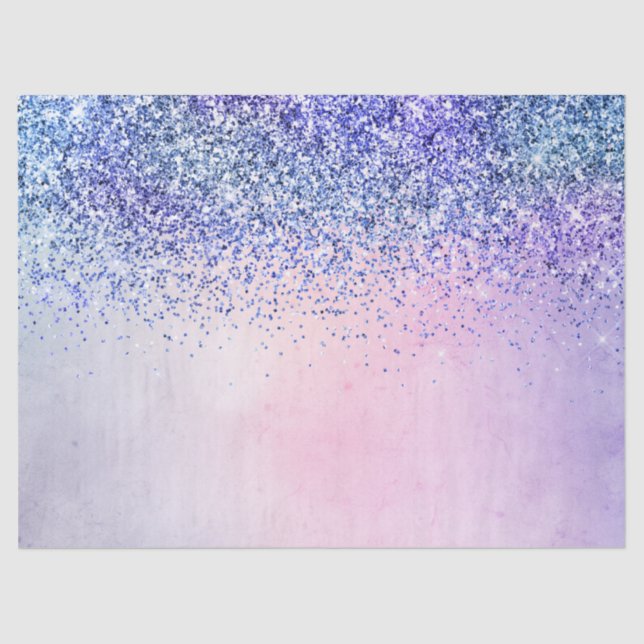 Lila Pink Blue Ombre Glitzer Seidenpapier (Vorderseite)