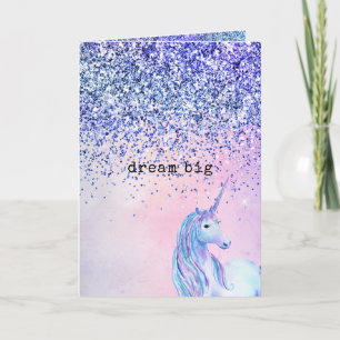 Lila Pink Blue Ombre Glitzer Unicorn Karte