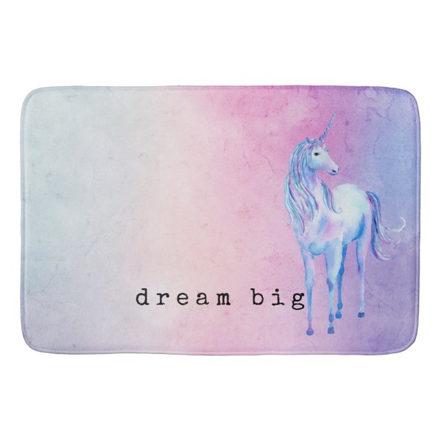 Lila Pink Blue Ombre Unicorn Badematte (Vorderseite)