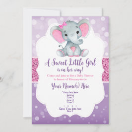 Lila Pink Bokeh Elephant Einladung Glitzer