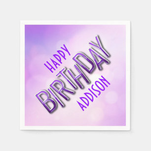 Lila Pink Bokeh Geburtstag Serviette