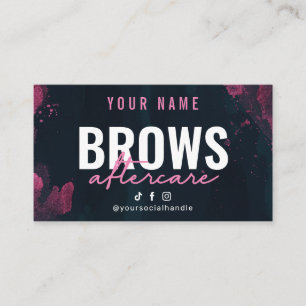 Lila Pink Brows Aftercare-Karte Visitenkarte
