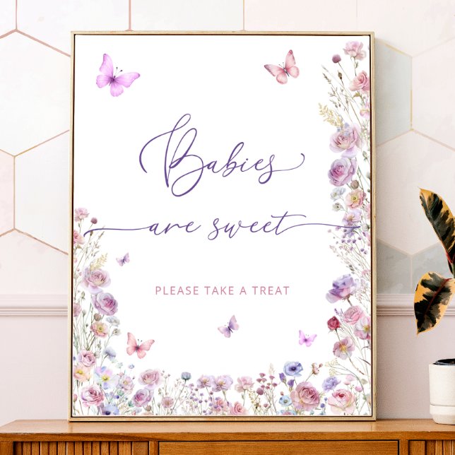 Lila Pink Butterfly Wildblume Babies sind süß Poster (Von Creator hochgeladen)