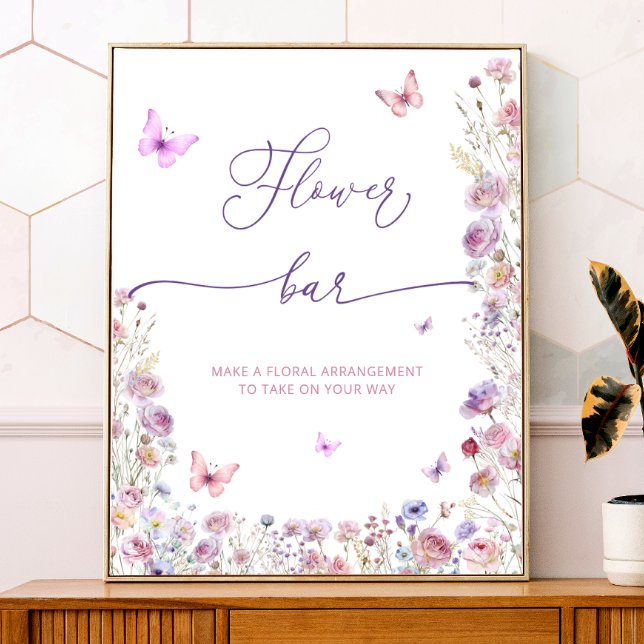 Lila Pink Butterfly Wildblumen Blume Bar Poster (Von Creator hochgeladen)