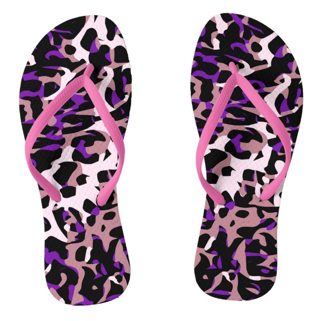 Lila Pink Cheetah Abstrakt Flip Flops (Fußbett)