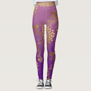 Lila Pink Chrysanthemum Ombre Fade Leggings