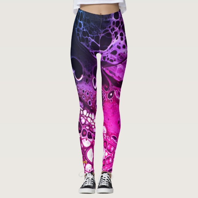 LILA PINK COSMIC DARK WEBBING LEGGINGS (Vorderseite)