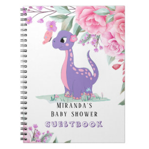 Lila Pink Dinosaur Girl Baby Showbook Notizblock