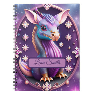 Lila Pink Drache, fantasievolle Digital Art Notizblock