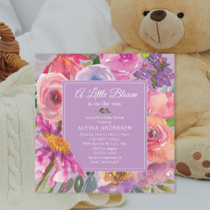 Lila Pink Floral Kleine Blütendusche Einladung