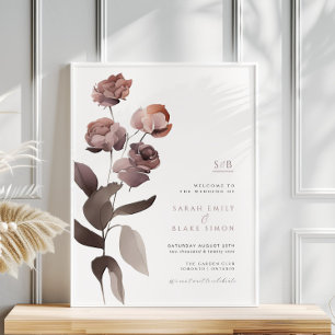 Lila Pink Floral Wedding Welcome Poster