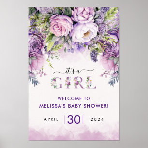 Lila & Pink Garden Blume Girl Babydusche Poster