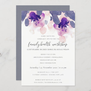 LILA PINK INK WATERCOLOR FLORAL WORKSHOP-VERANSTAL EINLADUNG