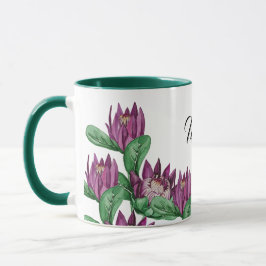 Lila Pink King Protea Wasserfarbe Handgemalt Tasse