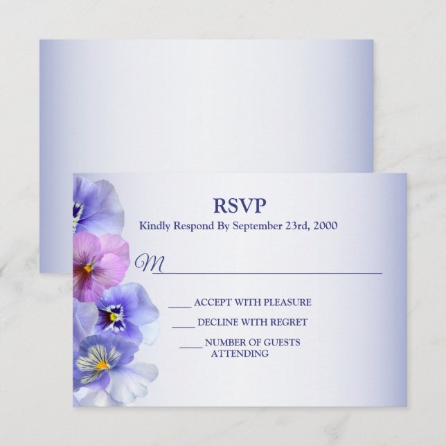 Lila Pink Lilac Pansy Floral Wedding Party RSVP Karte (Vorne/Hinten)
