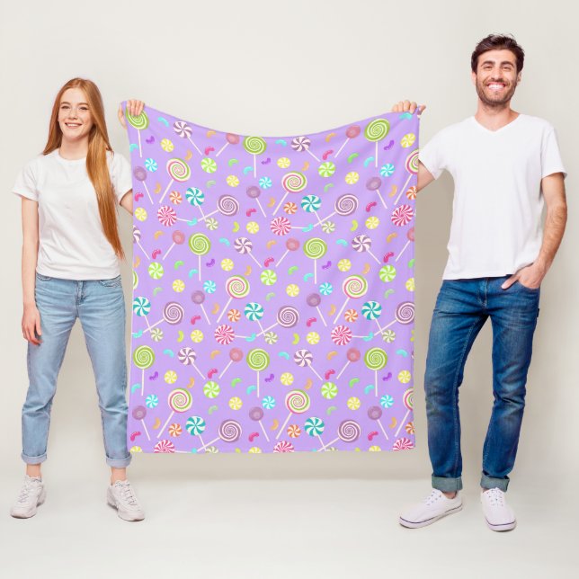 Lila Pink Lollipop Candy Pattern Fleece Blanken (Beispiel)