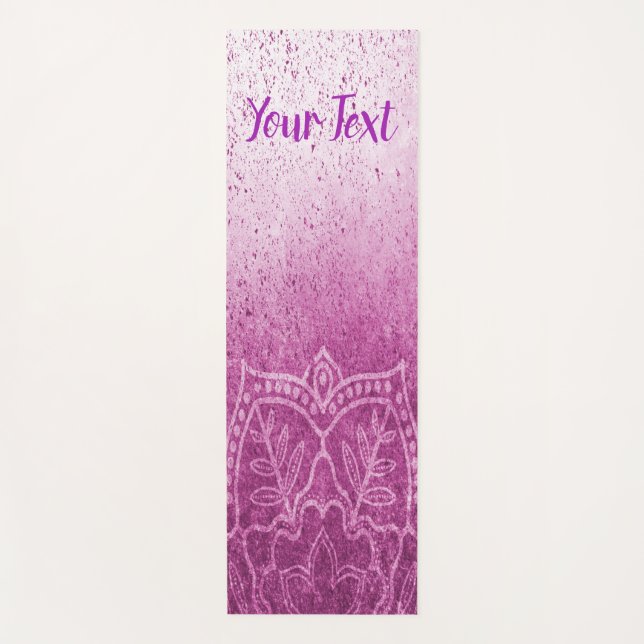 Lila Pink Mandala Meditation Yogamatte (Vorderseite)