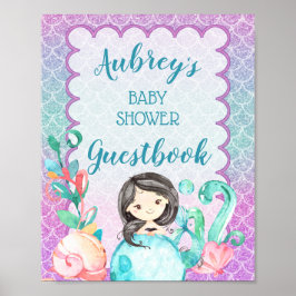Lila Pink Mermaid Girl Baby Showbook Poster