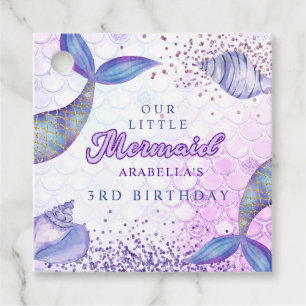 Lila Pink Modern Glitzern Mermaid Birthday Geschenkanhänger