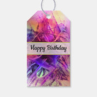 Lila Pink Modernes Abstraktes Fraktal Happy Birthd