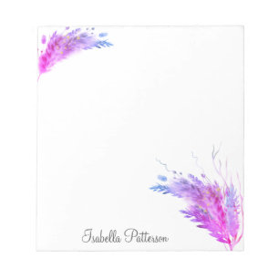 Lila Pink Modernes Boho Pampas Grass Foliage Notizblock