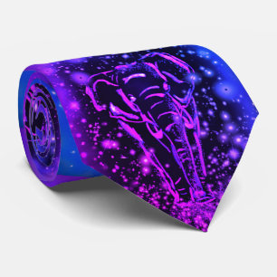 Lila Pink Neon Elephant Neck Tie Krawatte