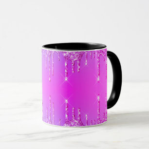 Lila Pink Neon Glitzer Funkelnd Kaffee Tasse