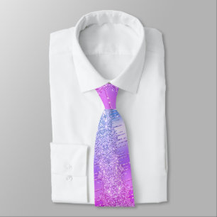 Lila Pink Neon Glitzer Neck Tie Krawatte