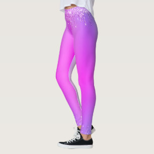 Lila Pink Neon Glitzer Sparkone Tropfen Tanzabend Leggings