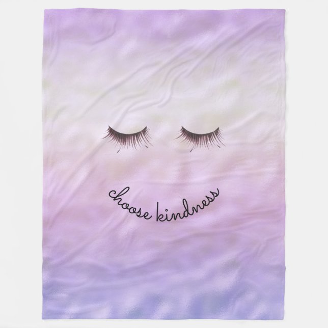 Lila Pink Ombre Black Eyelashes Kindheit Fleecedecke (Vorderseite)